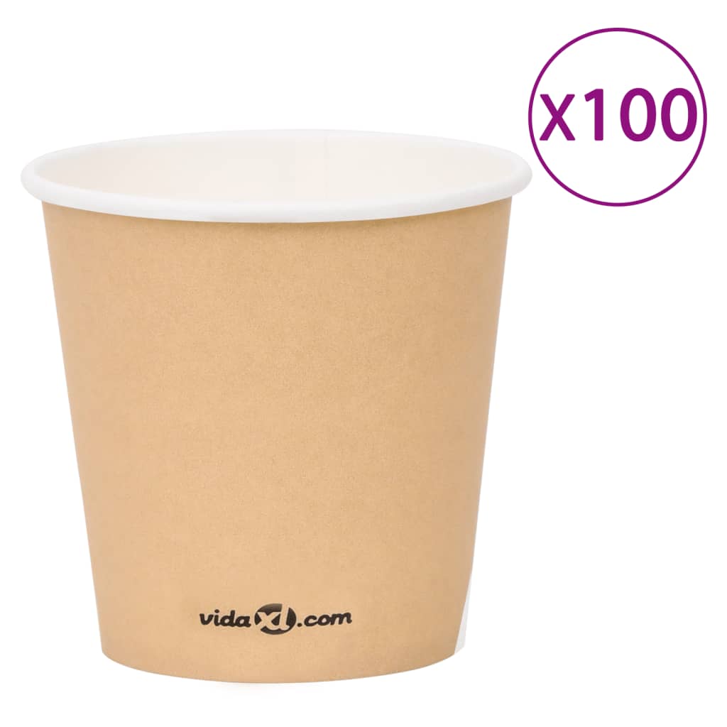 vidaXL Kaffee-Pappbecher 100 Stk. 120 ml Braun