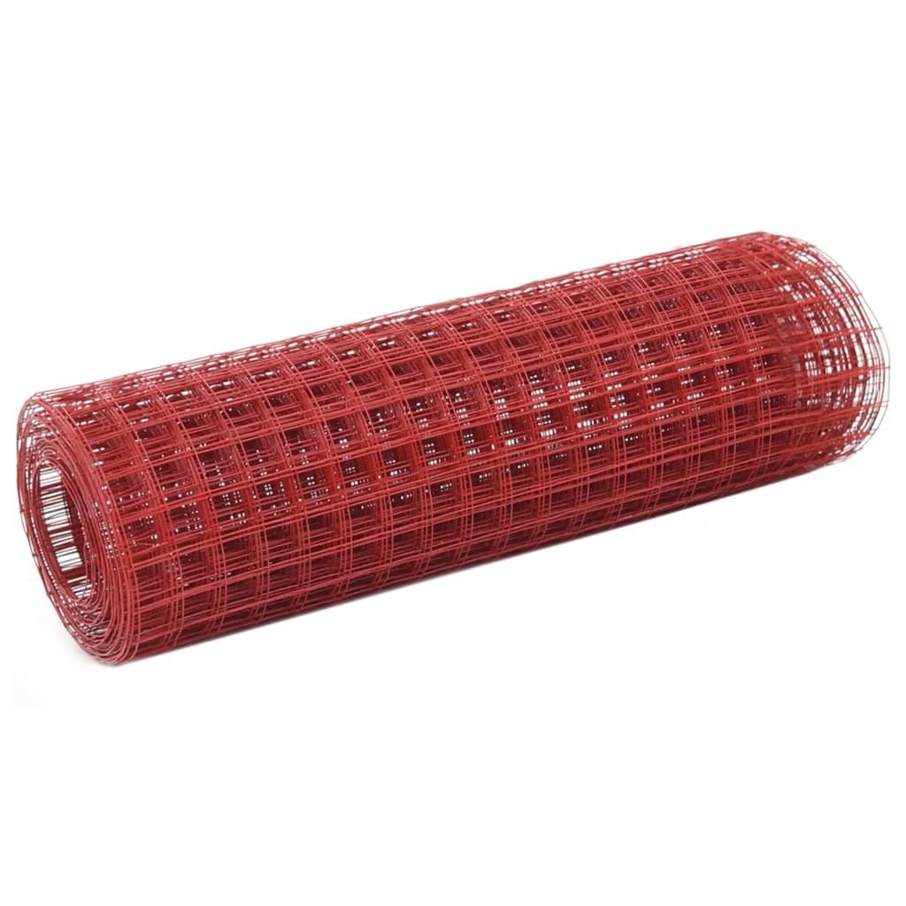 vidaXL Drahtzaun Stahl mit PVC-Beschichtung 10x0,5 m Rot