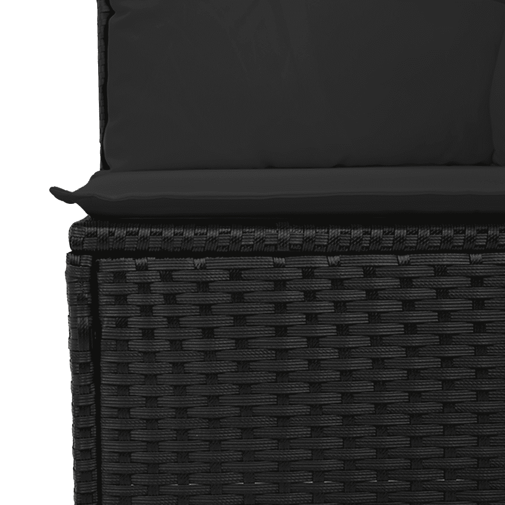 vidaXL 7-tlg. Garten-Sofagarnitur mit Kissen Schwarz Poly Rattan