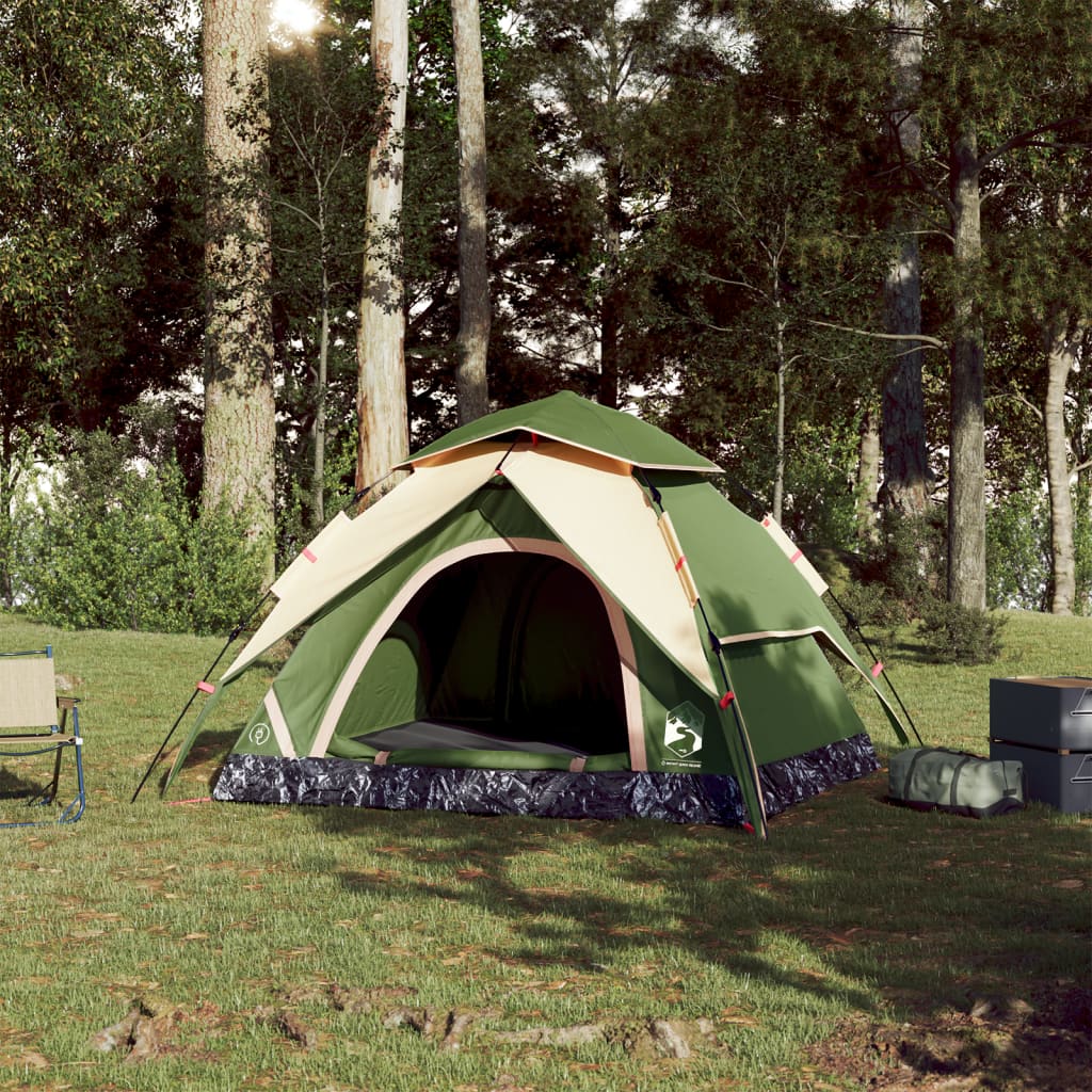 vidaXL Kuppel-Campingzelt 4 Personen Grün Quick Release