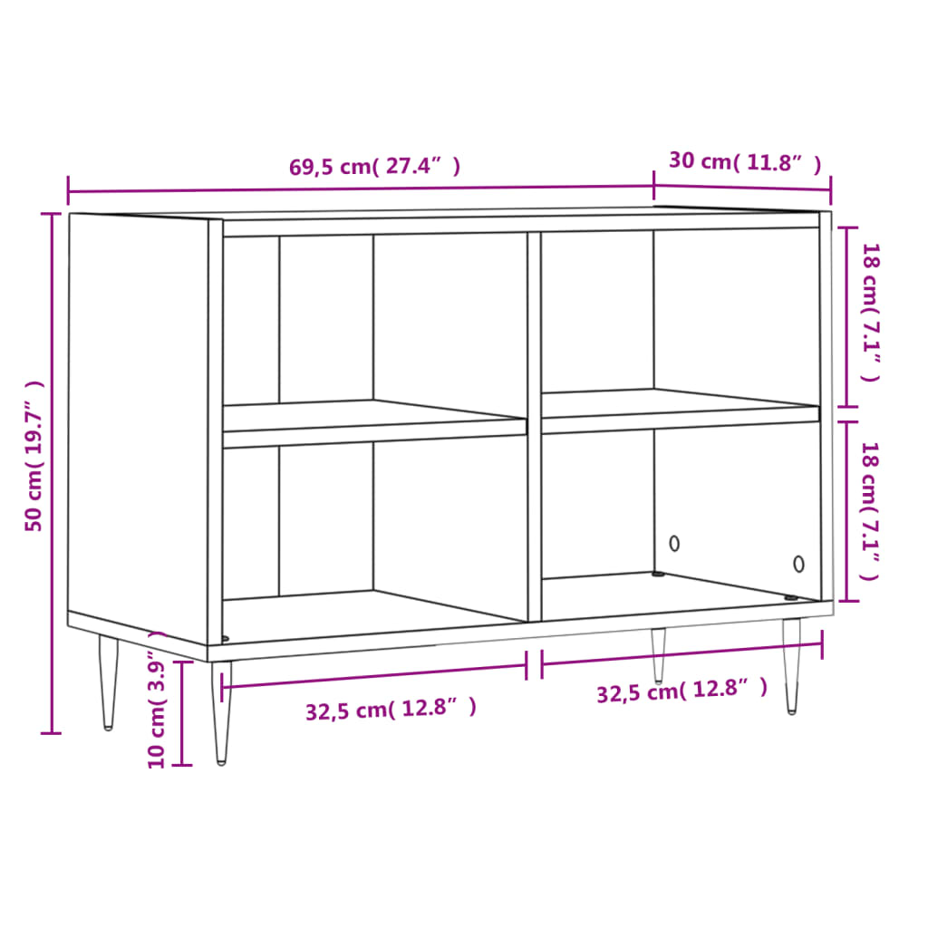 vidaXL TV-Schrank Räuchereiche 69,5x30x50 cm Holzwerkstoff