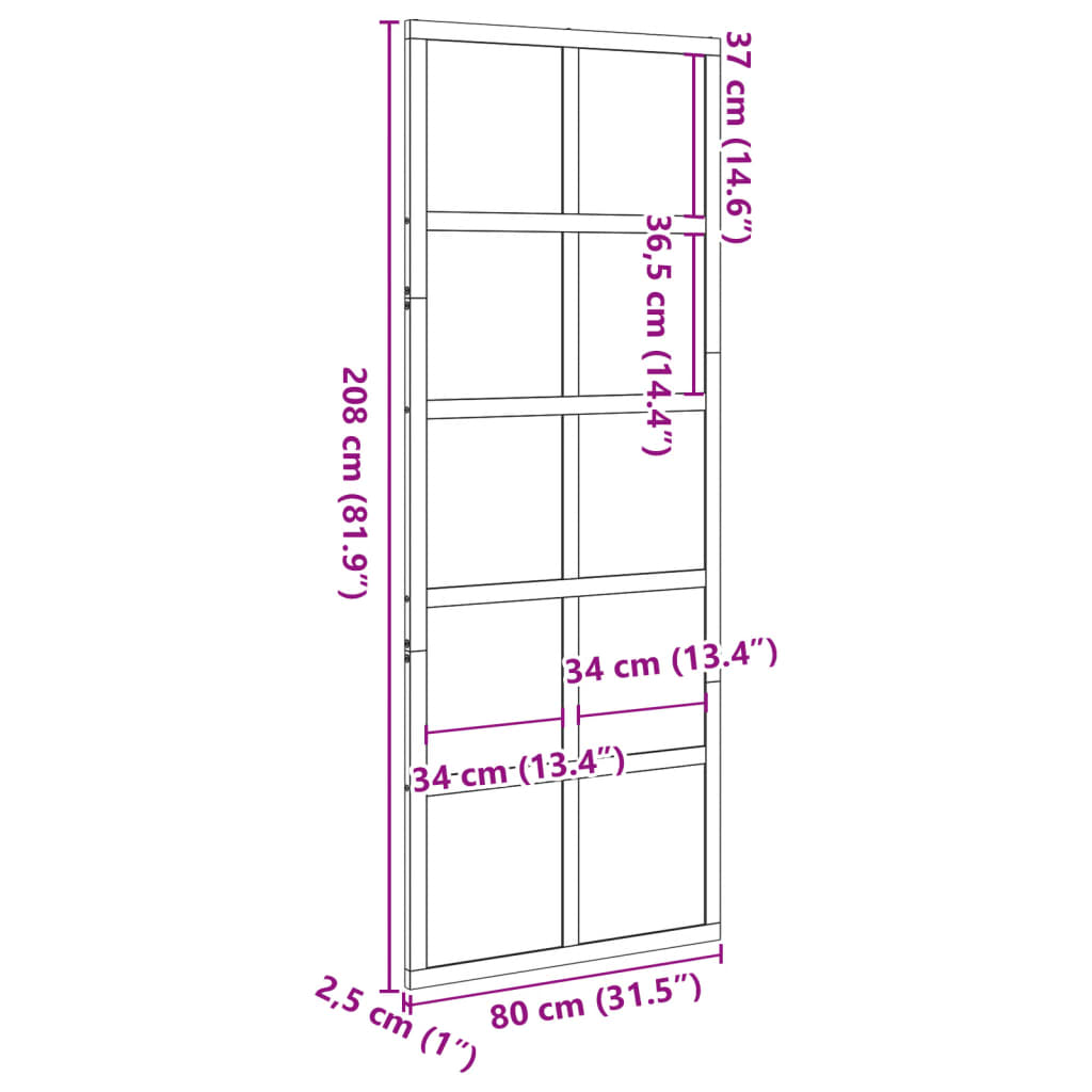 vidaXL Scheunentür 80x208 cm Massivholz Kiefer