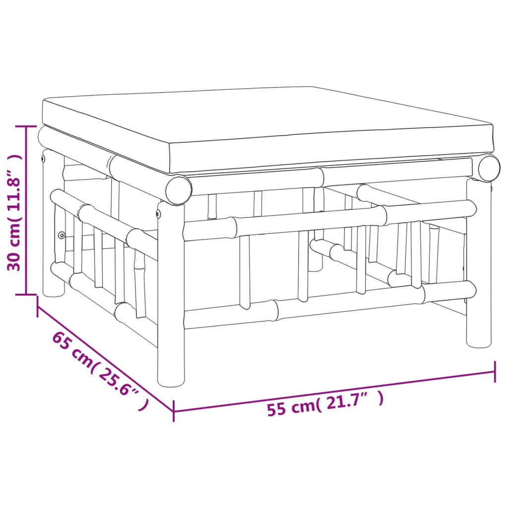 vidaXL 9-tlg. Garten-Lounge-Set mit Dunkelgrauen Kissen Bambus