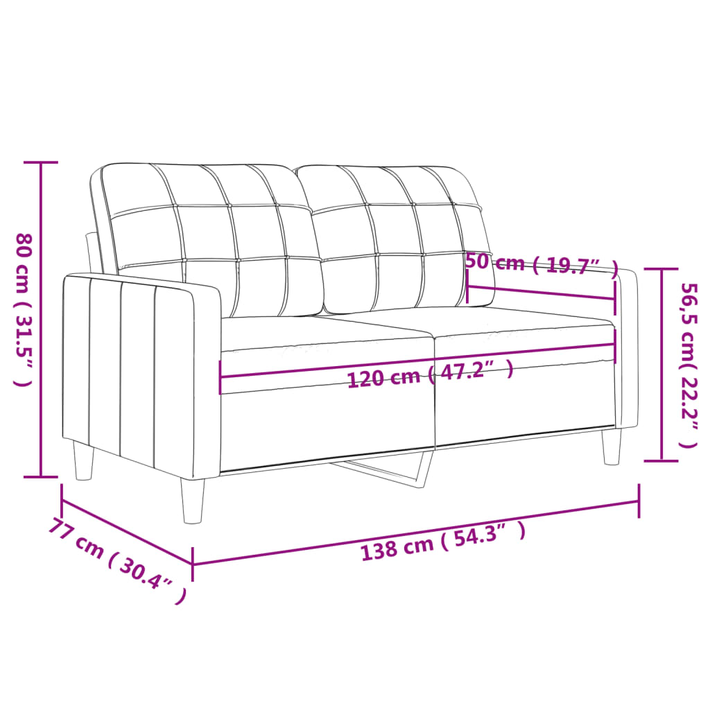 vidaXL 2-Sitzer-Sofa Dunkelgrau 120 cm Stoff