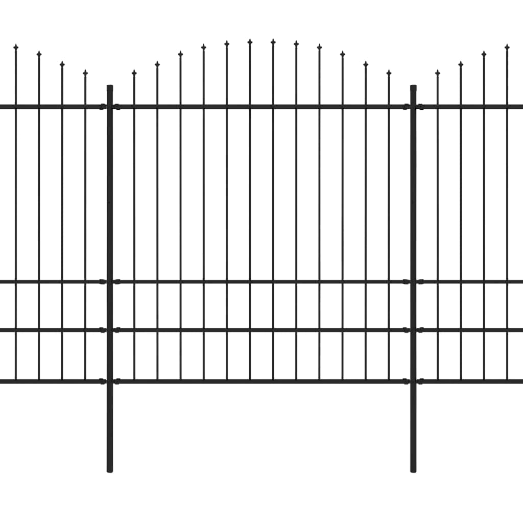 vidaXL Gartenzaun mit Speerspitzen Stahl (1,75 - 2) x 5,1 m Schwarz