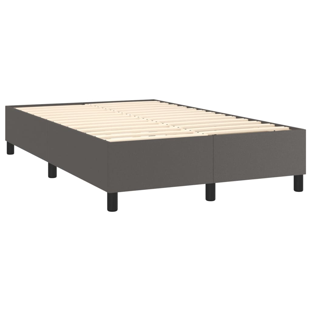 vidaXL Boxspringbett mit Matratze Grau 120x200 cm Kunstleder