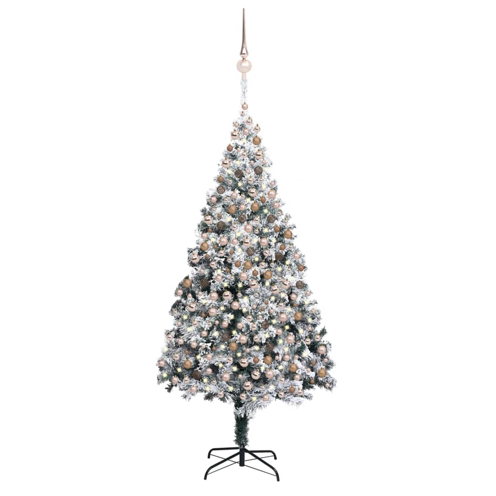 vidaXL Künstlicher Weihnachtsbaum LEDs & Kugeln Beschneit Grün 400 cm