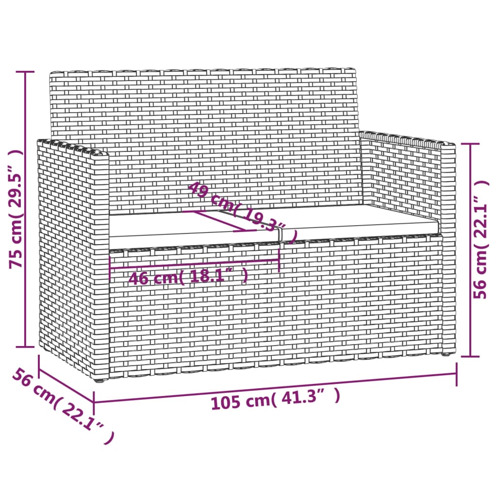 vidaXL 4-tlg. Garten-Lounge-Set mit Kissen Poly Rattan Grau