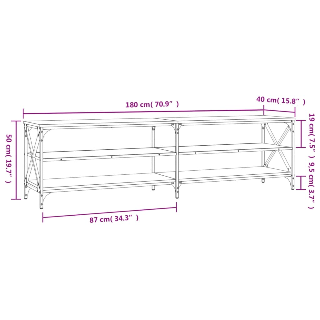 vidaXL TV-Schrank Grau Sonoma 180x40x50 cm Holzwerkstoff