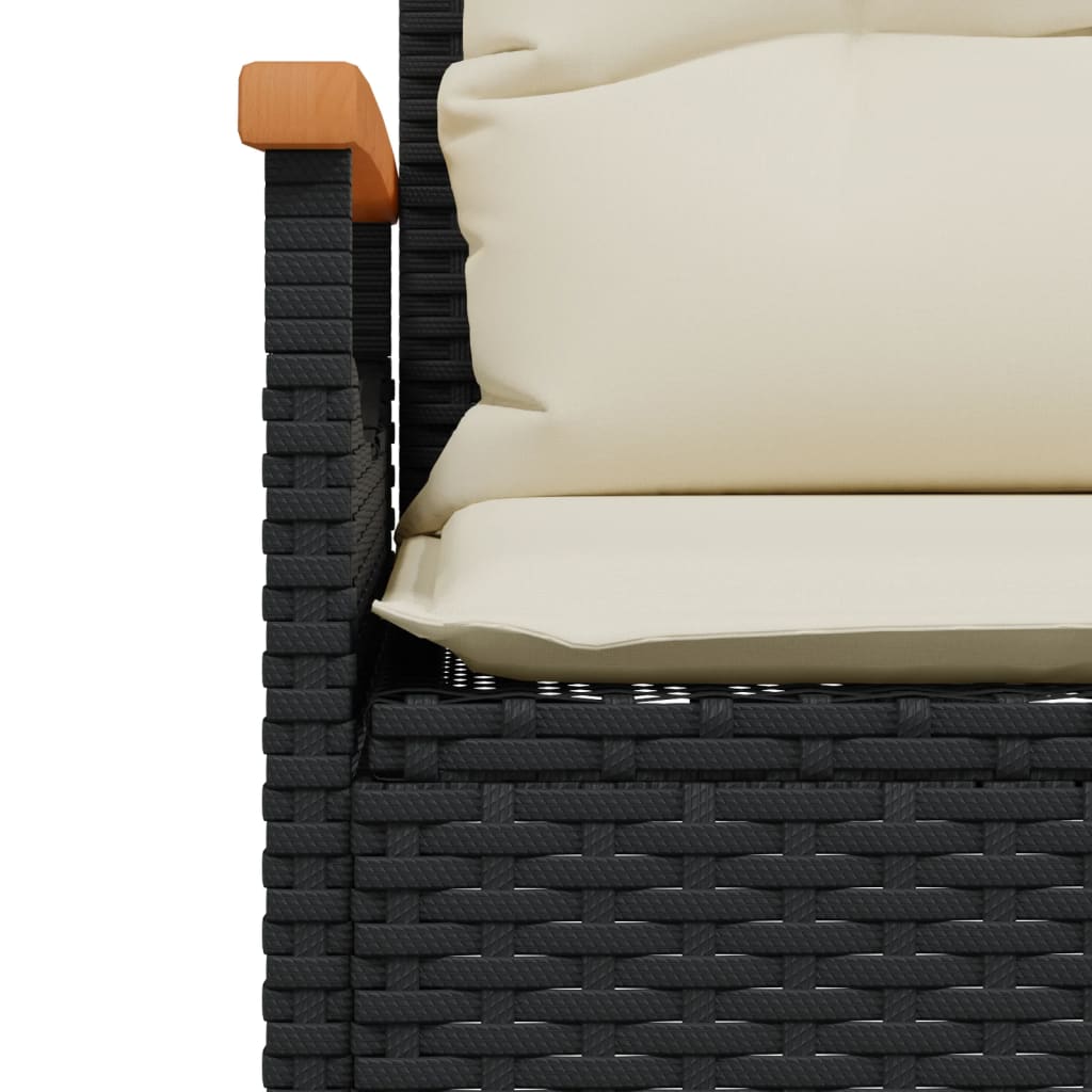 vidaXL 3-tlg. Garten-Sofagarnitur mit Kissen Schwarz Poly Rattan