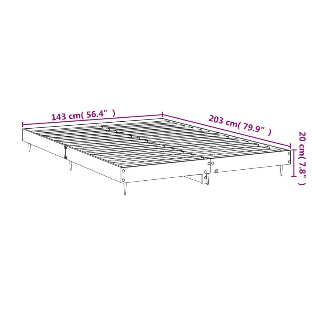 vidaXL Bettgestell ohne Matratze Räuchereiche 140x200 cm Holzwerkstoff