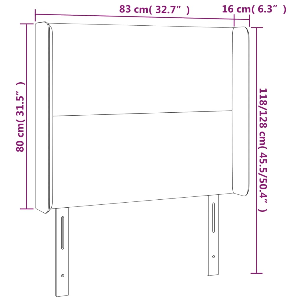 vidaXL Kopfteil mit Ohren Grau 83x16x118/128 cm Kunstleder