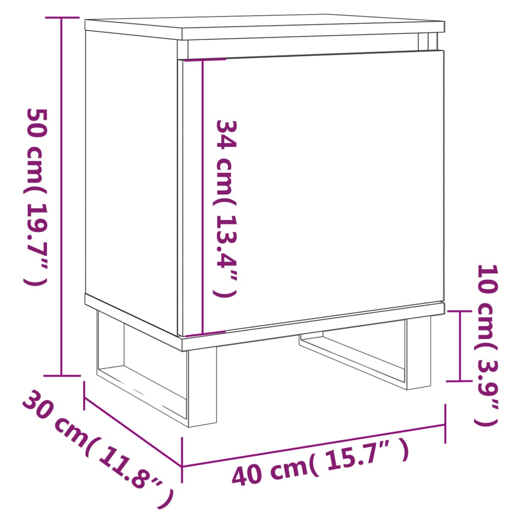 vidaXL Nachttisch Grau Sonoma 40x30x50 cm Holzwerkstoff