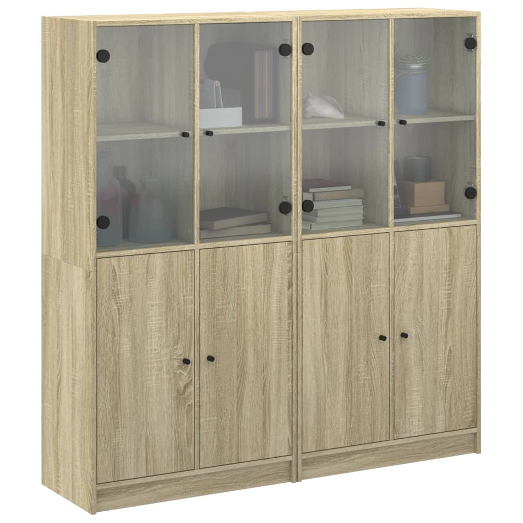vidaXL Bücherschrank mit Türen Sonoma-Eiche 136x37x142cm Holzwerkstoff
