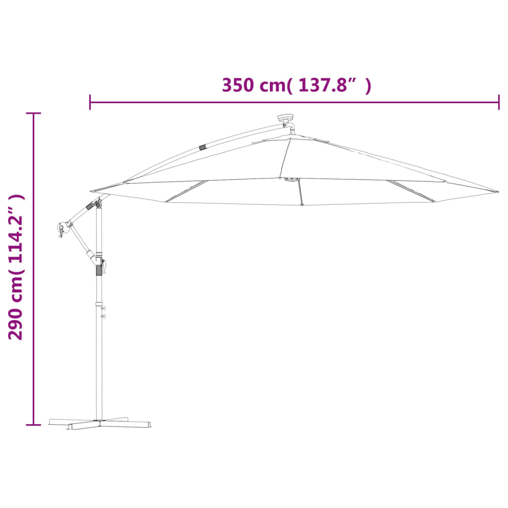 vidaXL Ampelschirm mit LED-Beleuchtung Stahl-Mast Terrakotta 350 cm