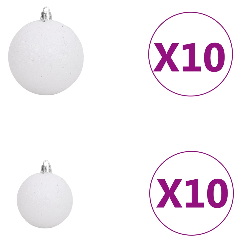 vidaXL 120-tlg. Weihnachtskugel-Set mit Spitze & 300 LEDs Weiß & Grau