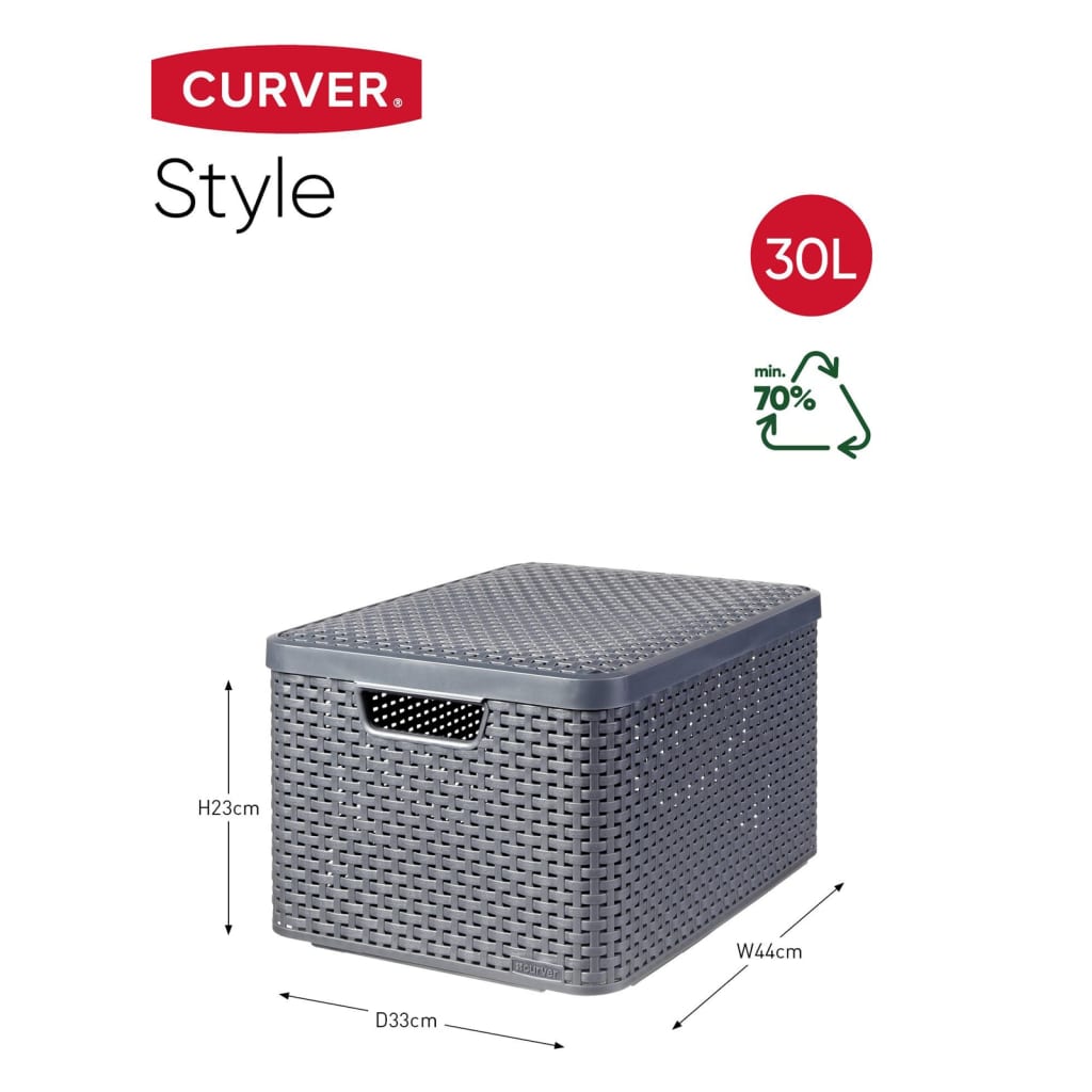 Curver Aufbewahrungsbox mit Deckel Style L 30L Metallic Silbern