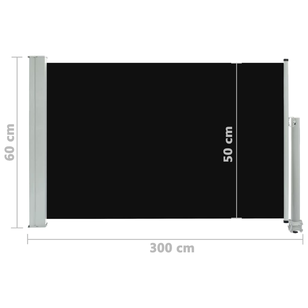 vidaXL Ausziehbare Seitenmarkise 60×300 cm Schwarz