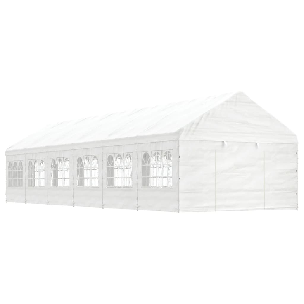 vidaXL Pavillon mit Dach Weiß 13,38x4,08x3,22 m Polyethylen