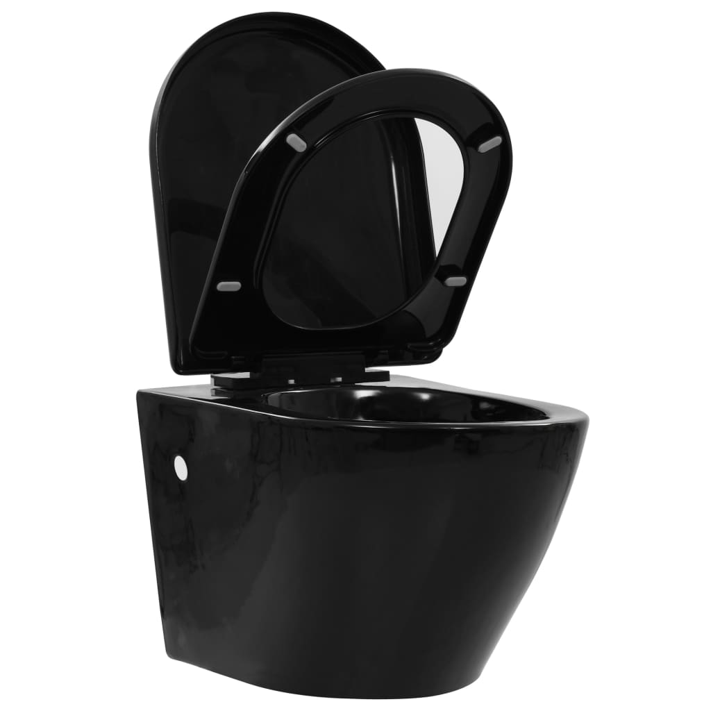 vidaXL Hänge-Toilette mit Unterputzspülkasten Keramik Schwarz