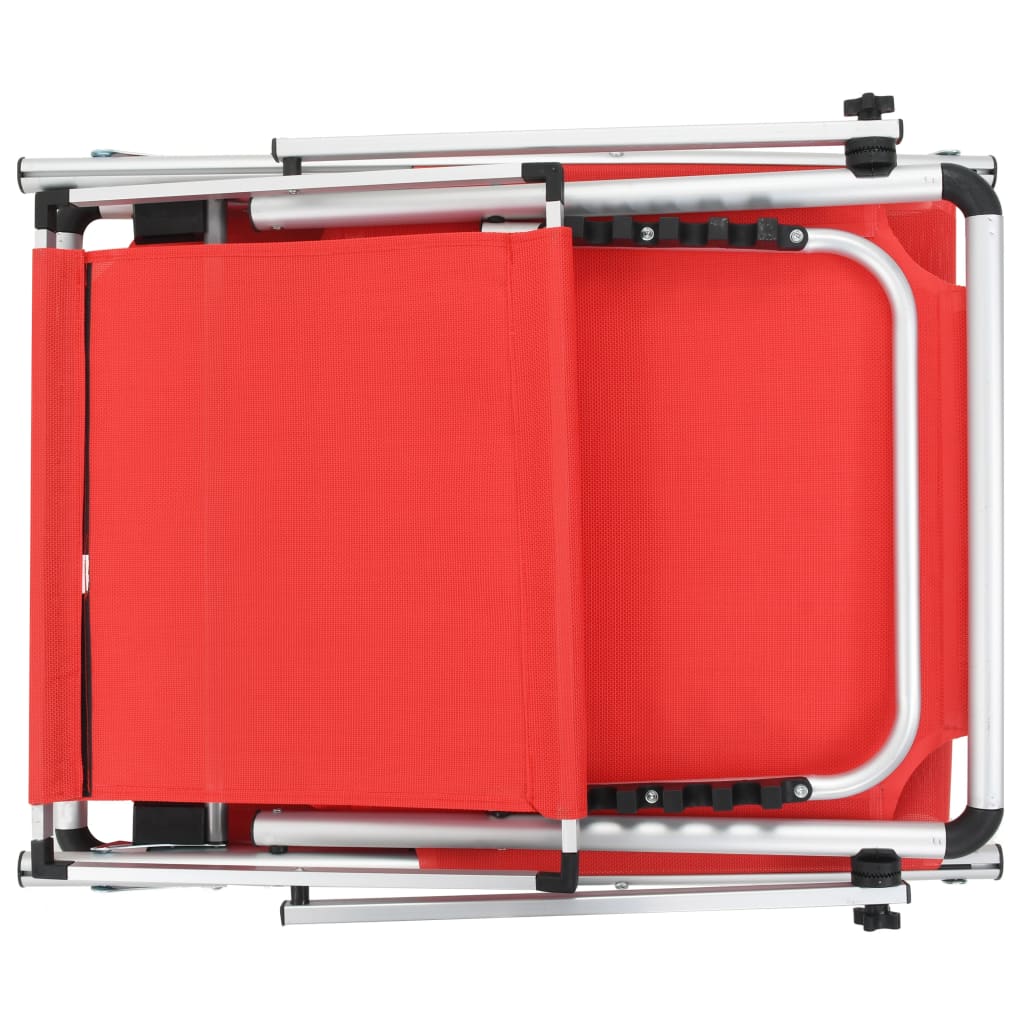 vidaXL Sonnenliege Klappbar mit Sonnenschutz Alu und Textilene Rot