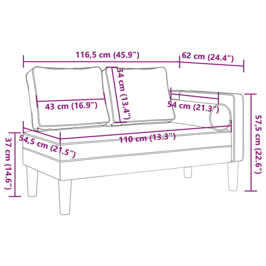 vidaXL Chaiselongue mit Kissen Hellgrau Stoff