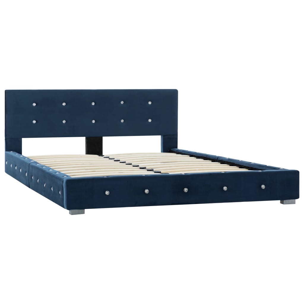 vidaXL Bett mit Matratze Blau Samt 120 x 200 cm