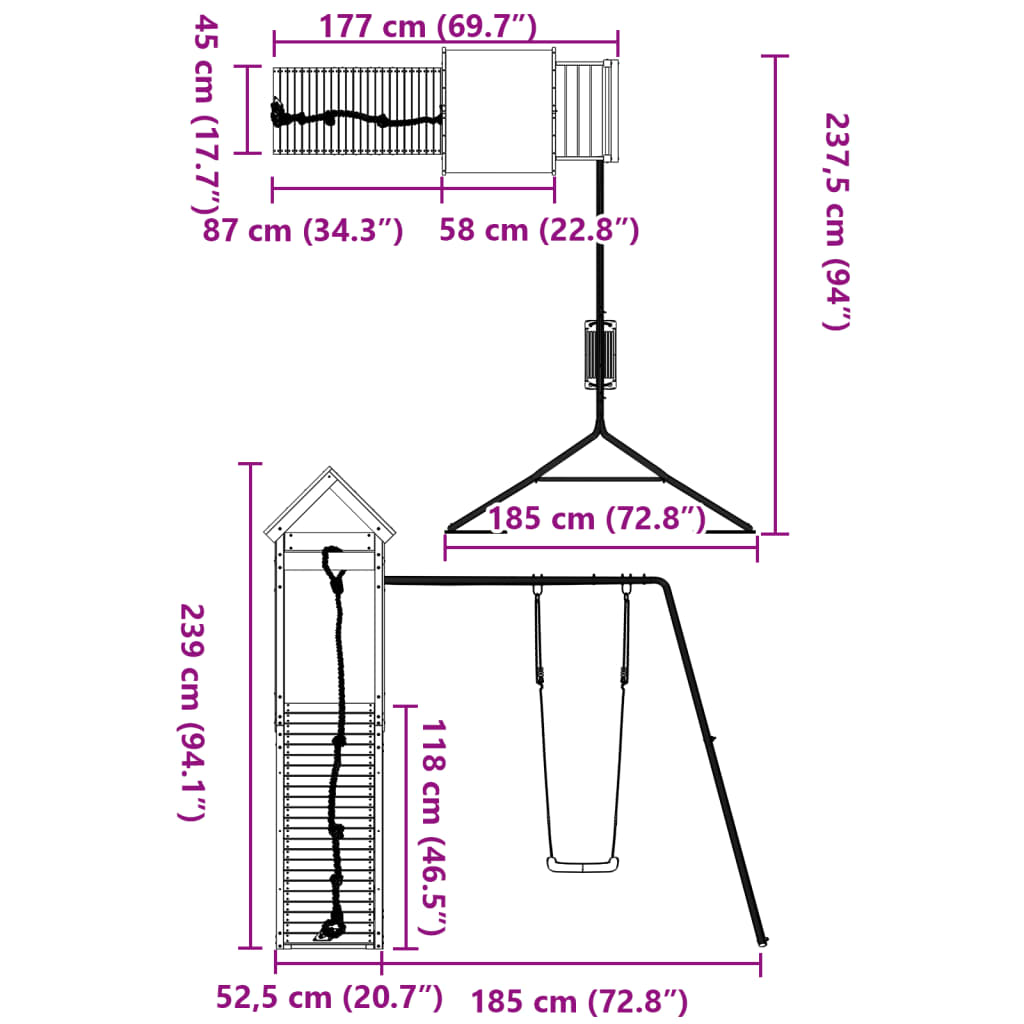 vidaXL Spielturm Massivholz Kiefer