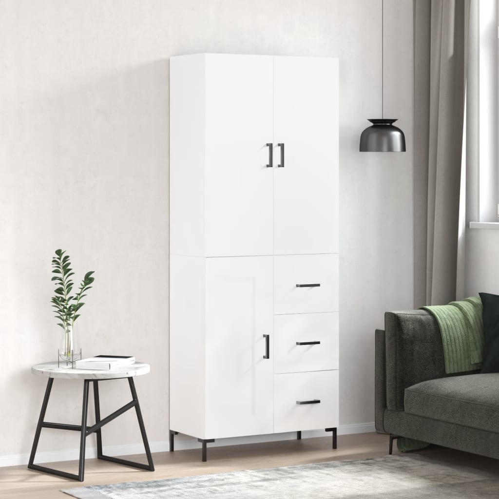 vidaXL Highboard Hochglanz-Weiß 69,5x34x180 cm Holzwerkstoff