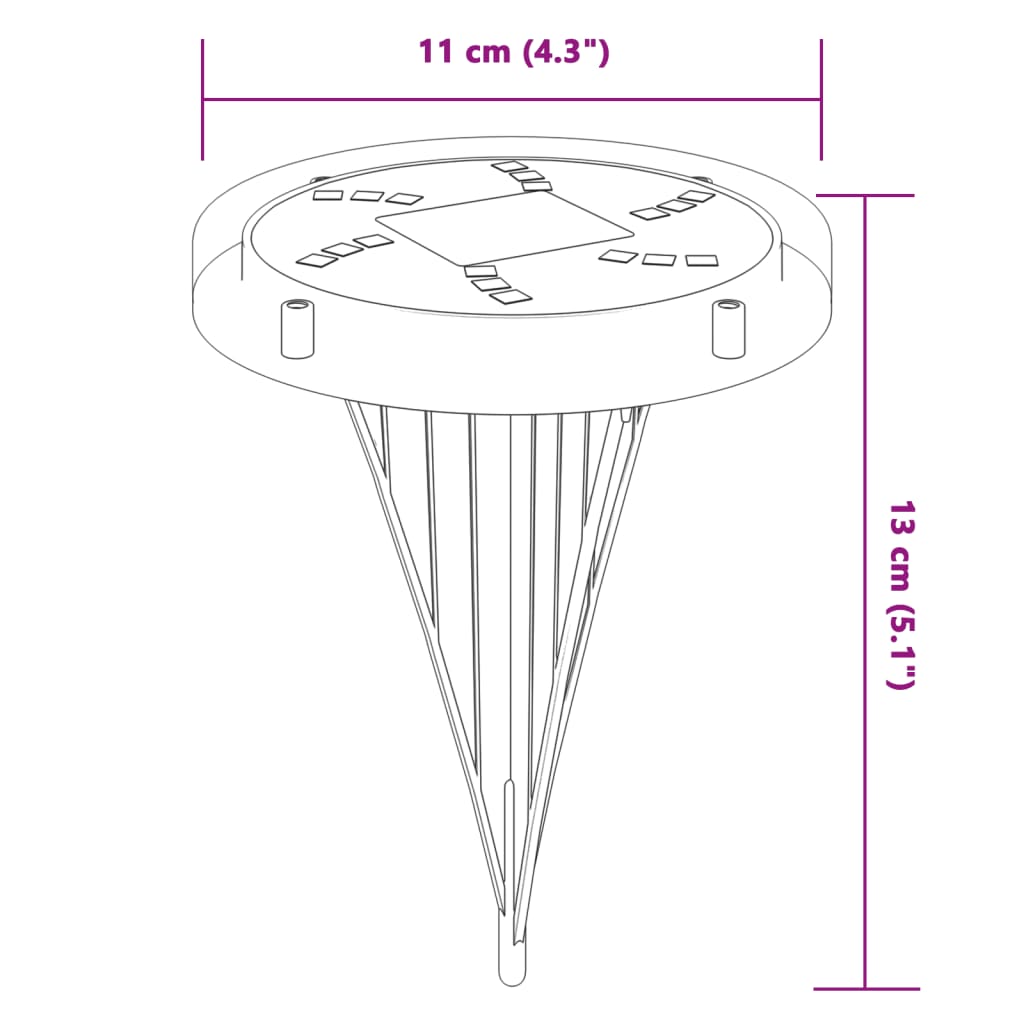 vidaXL Solar-Bodenleuchten mit Erdspieß 4 Stk. Warmweiß