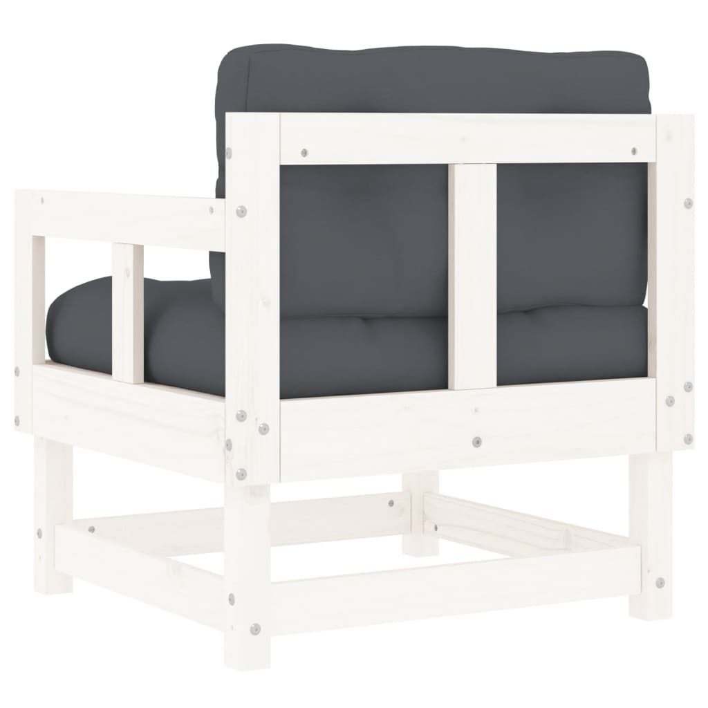 vidaXL Gartenstühle mit Kissen 2 Stk. Weiß Massivholz Kiefer