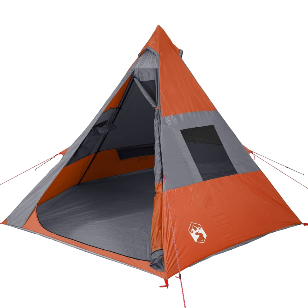 vidaXL Tipi-Campingzelt 7 Personen Grau und Orange Wasserdicht