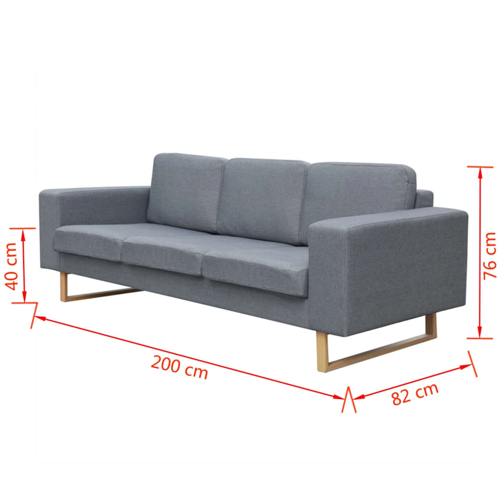vidaXL 3-Sitzer Sofa Stoff Hellgrau