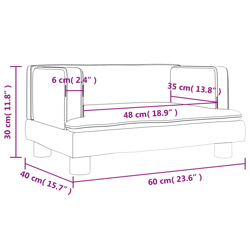 vidaXL Kindersofa Creme 60x40x30 cm Kunstleder