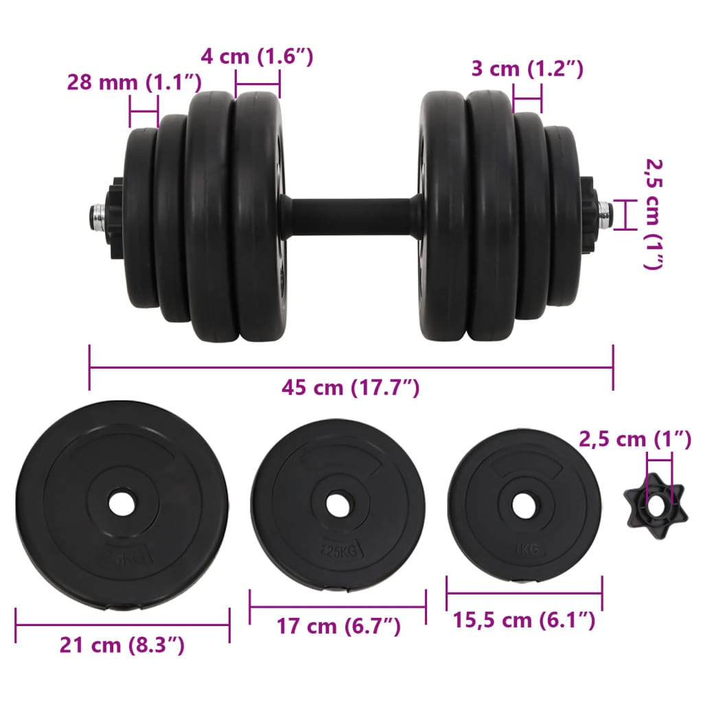 vidaXL Hantel 1 Stk. 15 kg