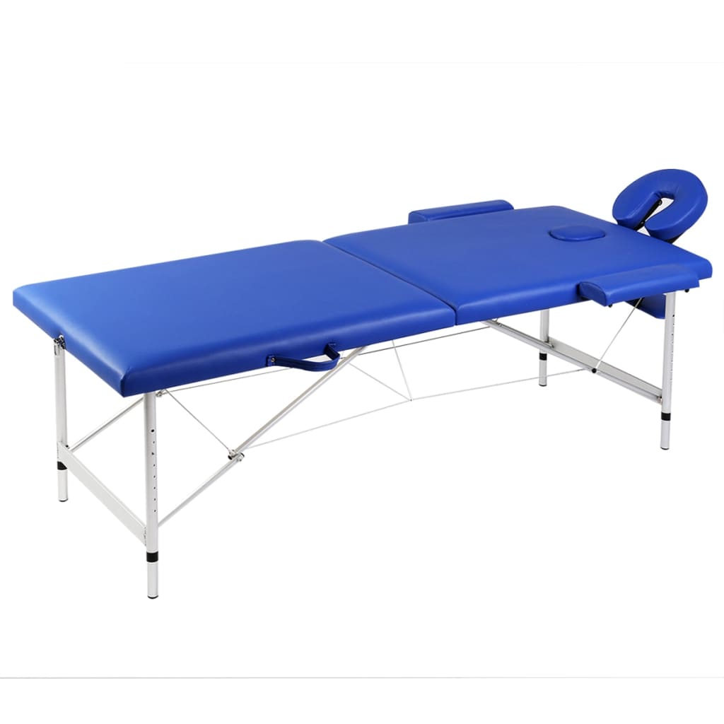 vidaXL Massageliege Klappbar 2-Zonen mit Aluminiumgestell Blau