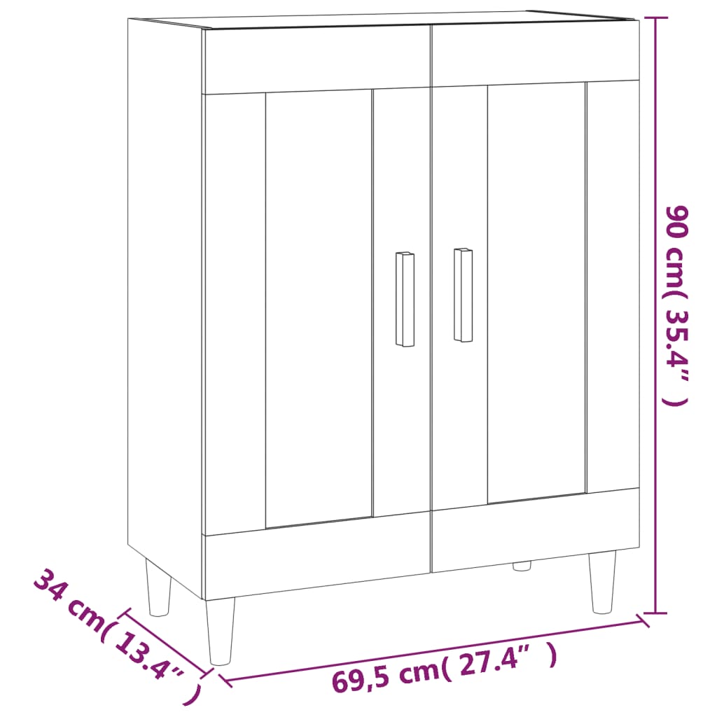 vidaXL Sideboard Braun Eichen-Optik 69,5x34x90 cm Holzwerkstoff