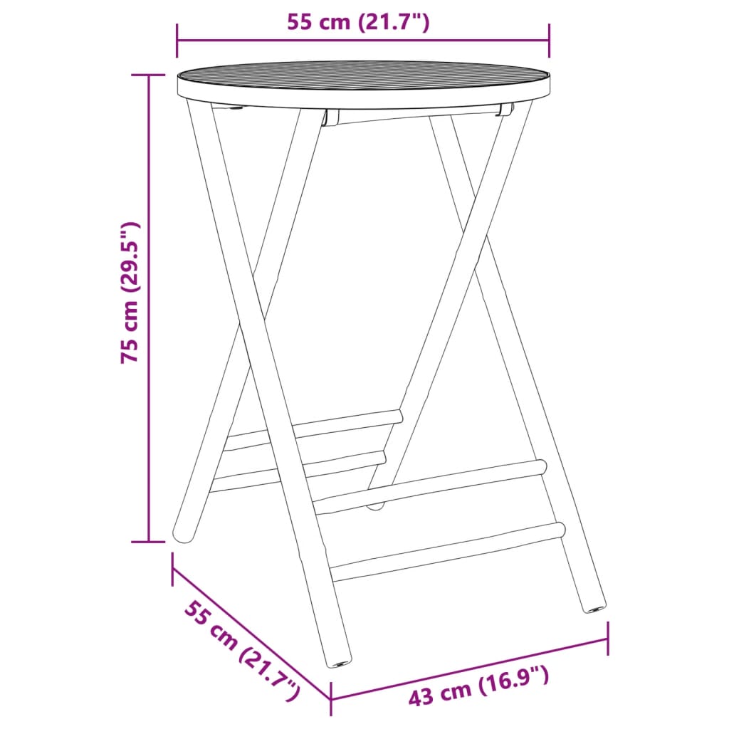 vidaXL Gartentisch Klappbar Ø45x45 cm Bambus