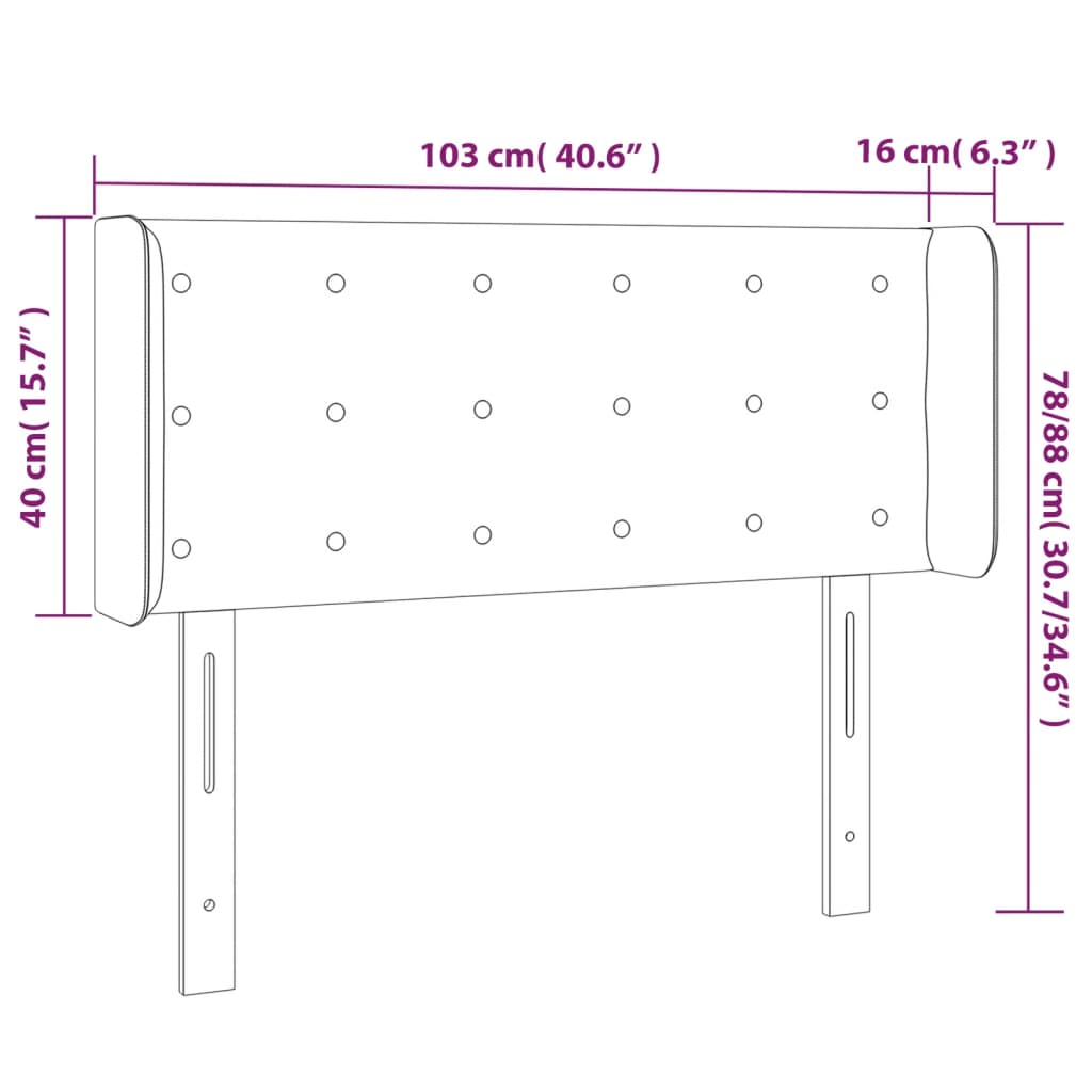 vidaXL LED Kopfteil Dunkelblau 103x16x78/88 cm Samt