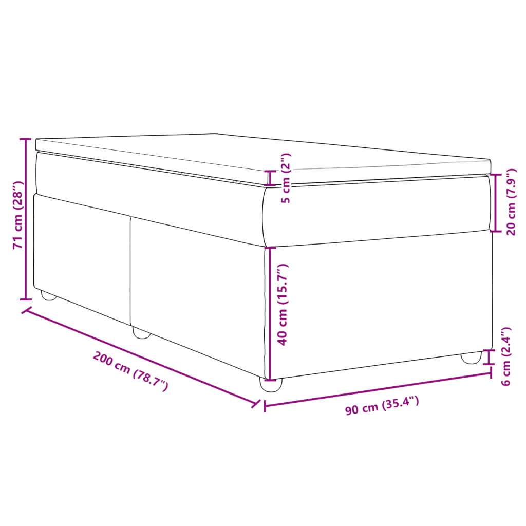 vidaXL Boxspringbett mit Matratze Blau 90x200 cm Stoff