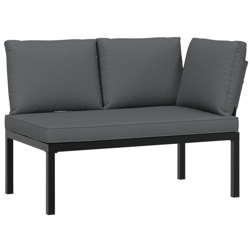 vidaXL 3-tlg. Garten-Sofagarnitur mit Kissen Schwarz Aluminium