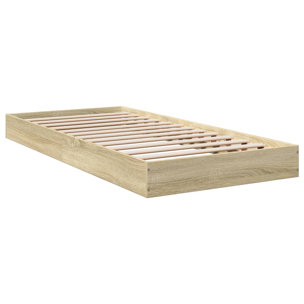 vidaXL Bettgestell ohne Matratze Sonoma-Eiche 75x190 cm Holzwerkstoff