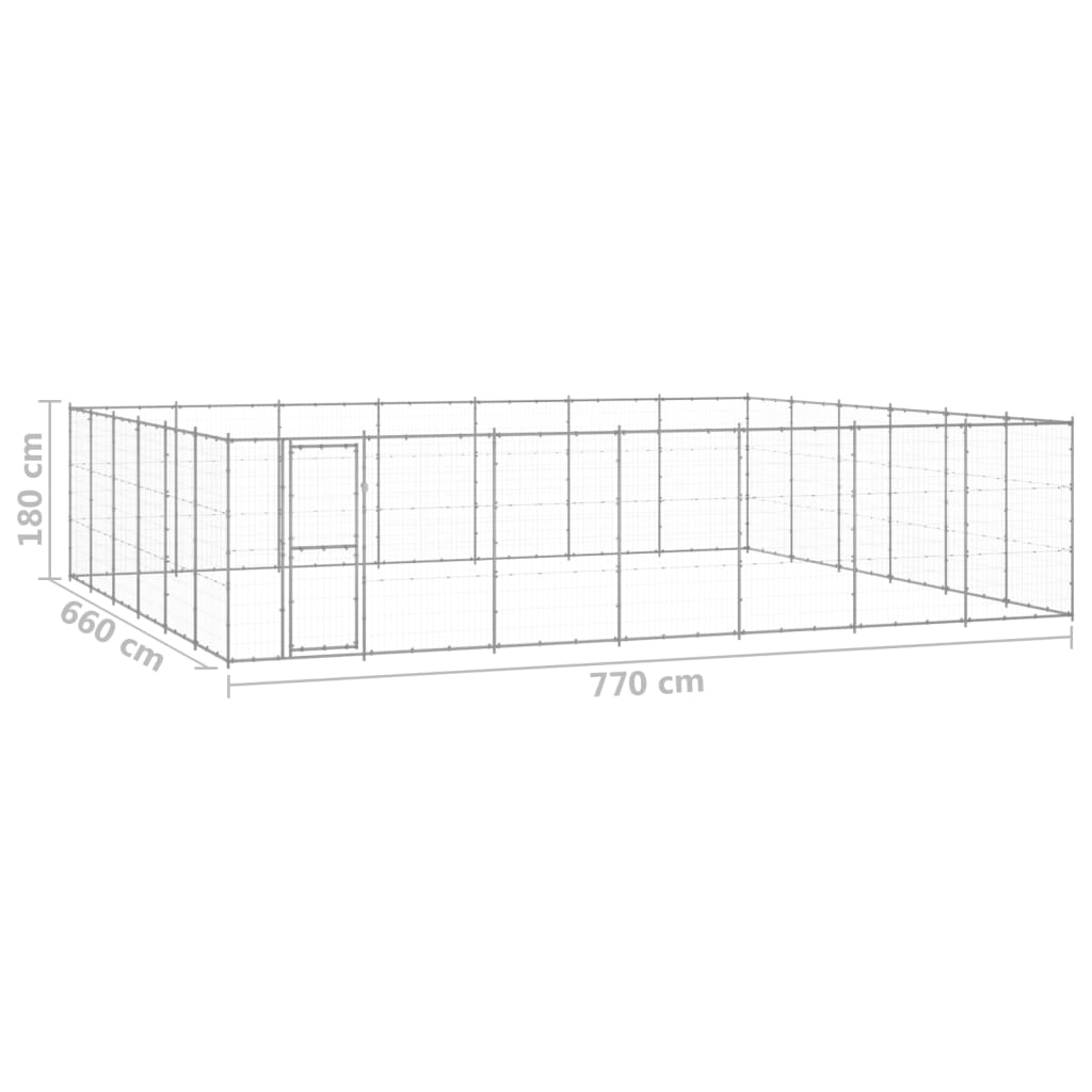 vidaXL Outdoor-Hundezwinger Verzinkter Stahl 50,82 m²