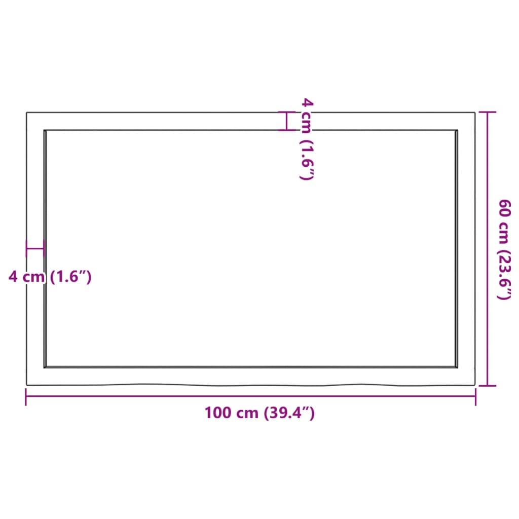 vidaXL Tischplatte 100x60x(2-6) cm Massivholz Eiche Unbehandelt