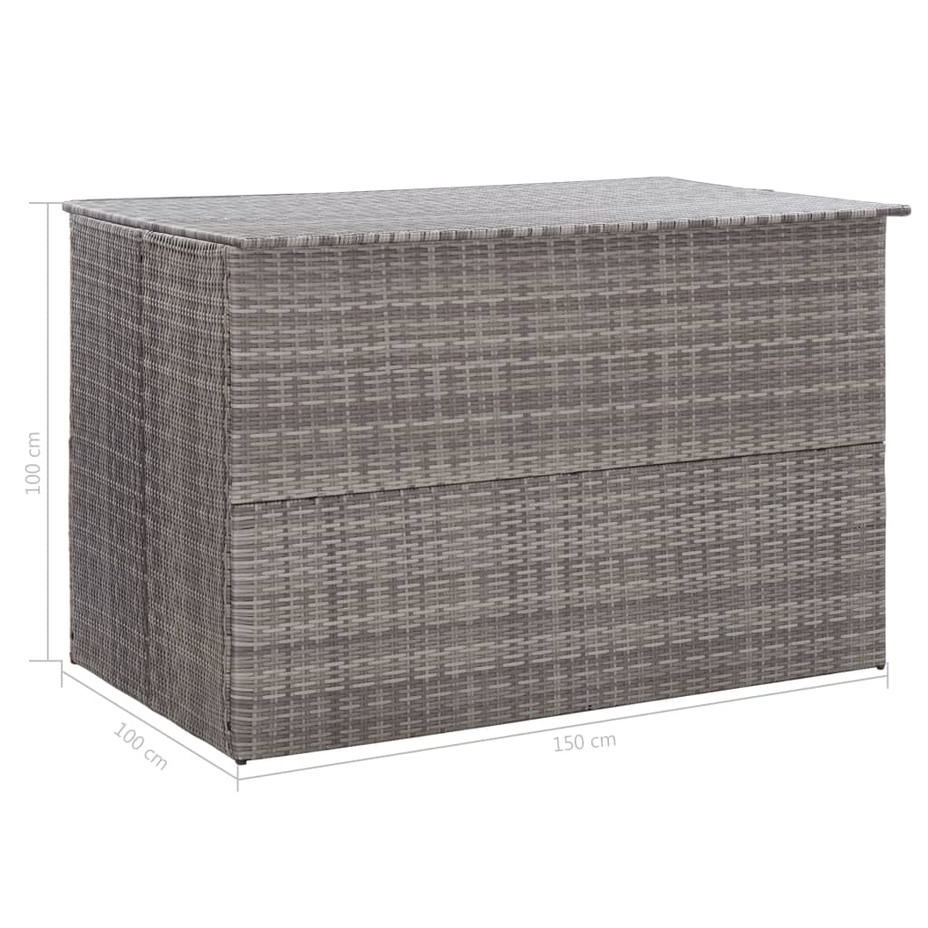 vidaXL Garden-Auflagenbox Grau 150x100x100 cm Poly Rattan