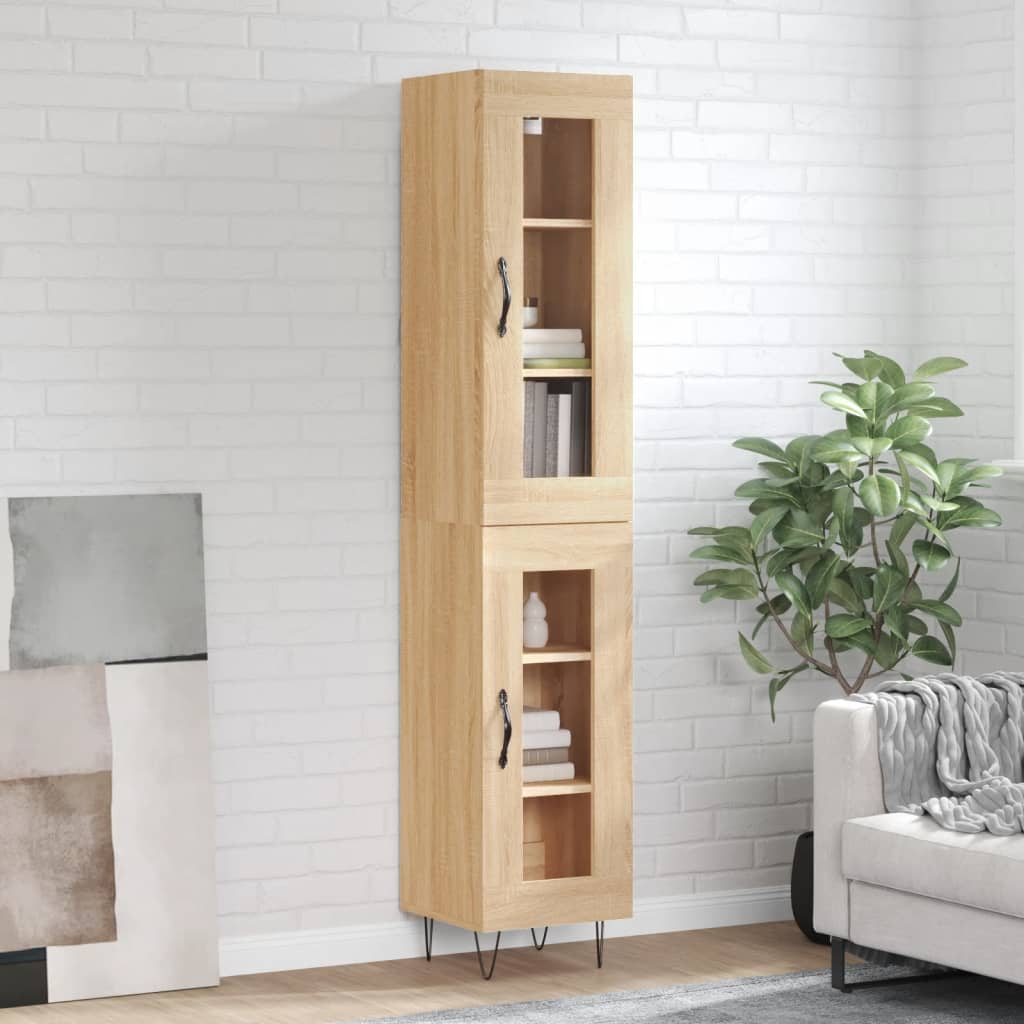 vidaXL Highboard Sonoma-Eiche 34,5x34x180 cm Holzwerkstoff