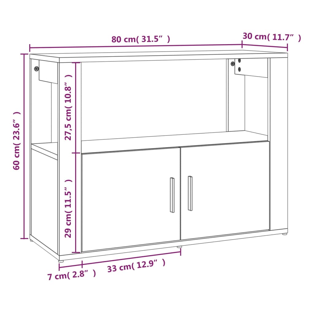 vidaXL Sideboard Braun Eichen-Optik 80x30x60 cm Holzwerkstoff