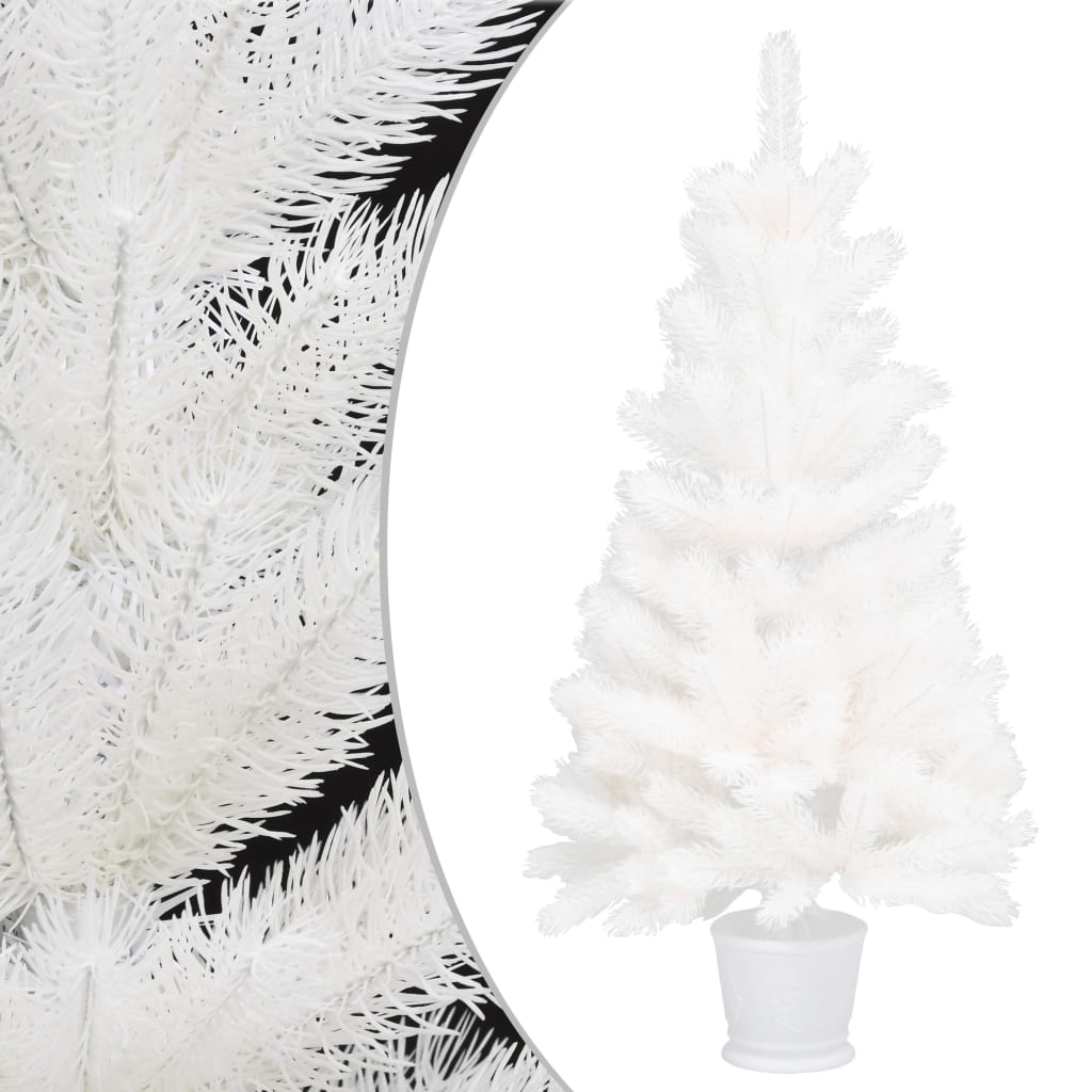 vidaXL Künstlicher Weihnachtsbaum Naturgetreue Nadeln Weiß 90 cm