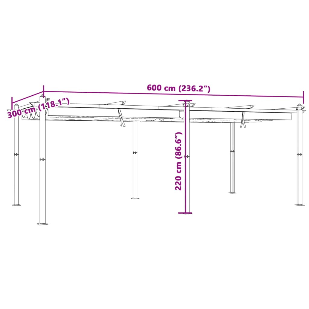 vidaXL Gartenpavillon mit Ausziehbarem Dach Creme 3x6 m Aluminium