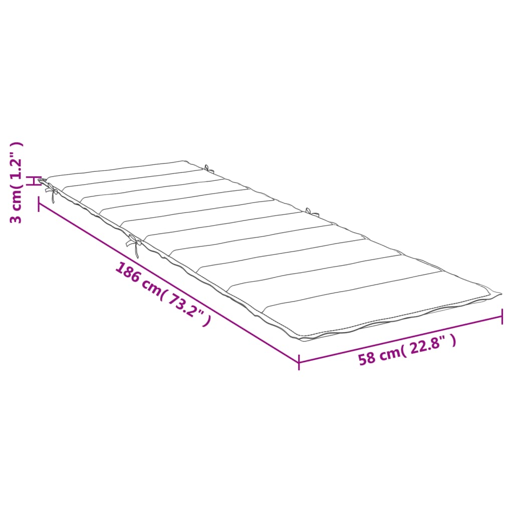 vidaXL Sonnenliegen-Auflage Beige 186x58x3 cm Oxford-Gewebe